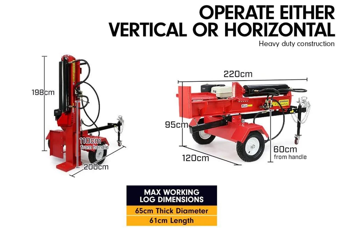 60 Ton Diesel Electric Start Engine Hydraulic Log Splitter Wood Firewood