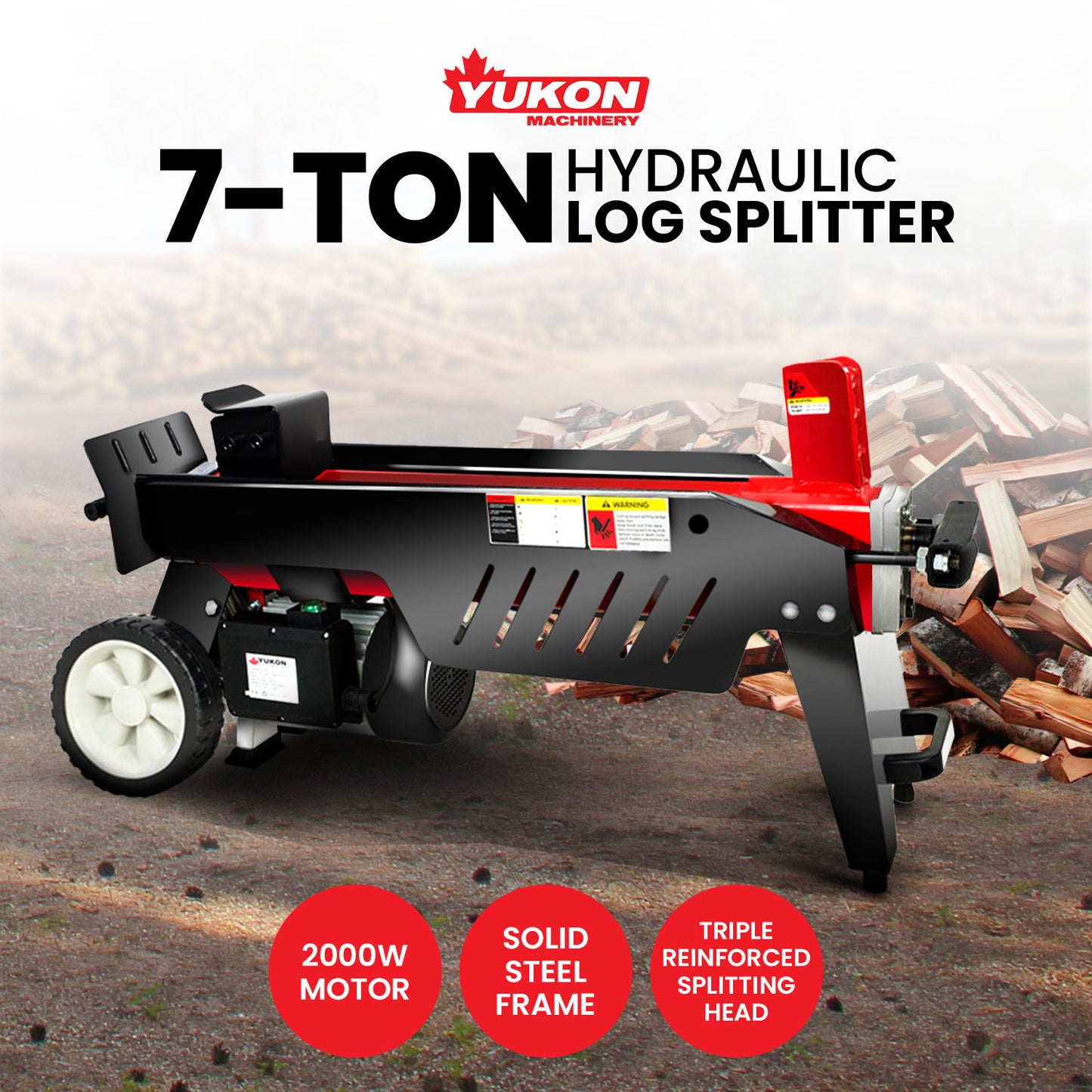 7 Ton Electric Log Splitter With Side Protectors Axe Wood Cutter