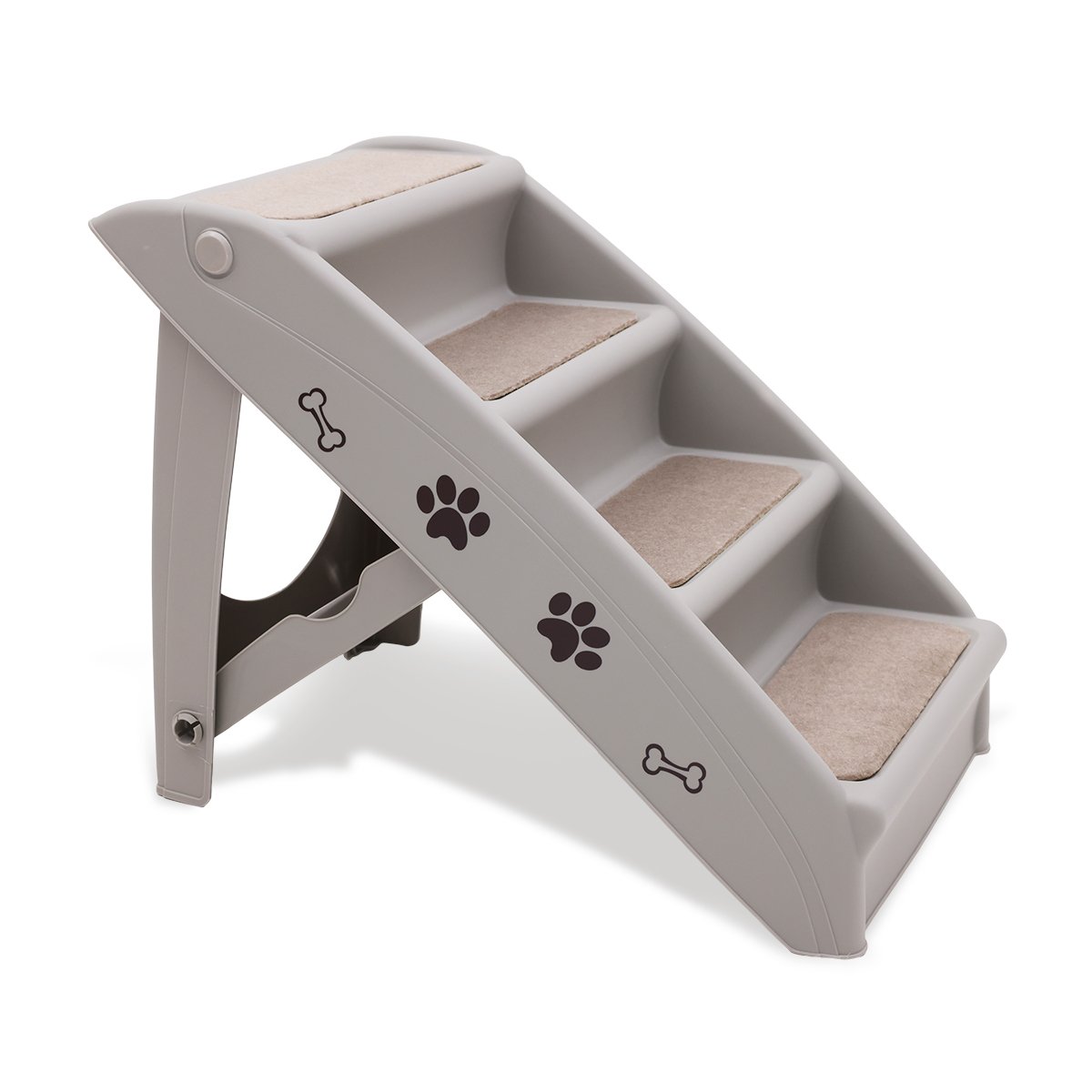 Foldable Pet Stairs in Grey - 50cm Dog Ladder Cat Ramp with Non-Slip Mat for Indoor and Outdoor Use