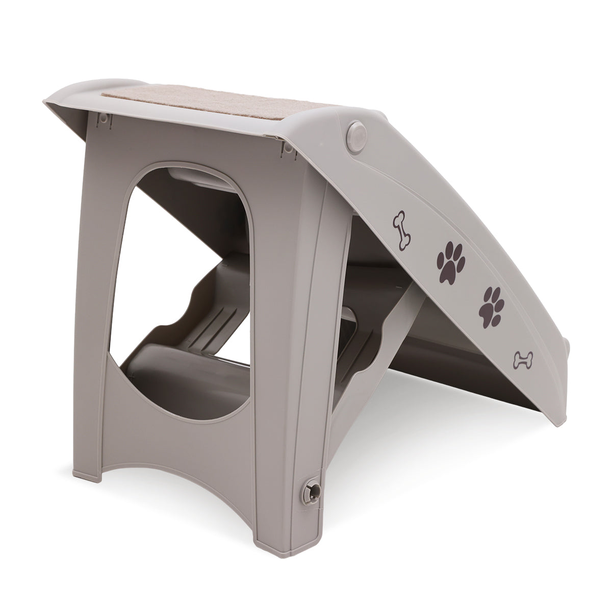 Foldable Pet Stairs in Grey - 50cm Dog Ladder Cat Ramp with Non-Slip Mat for Indoor and Outdoor Use