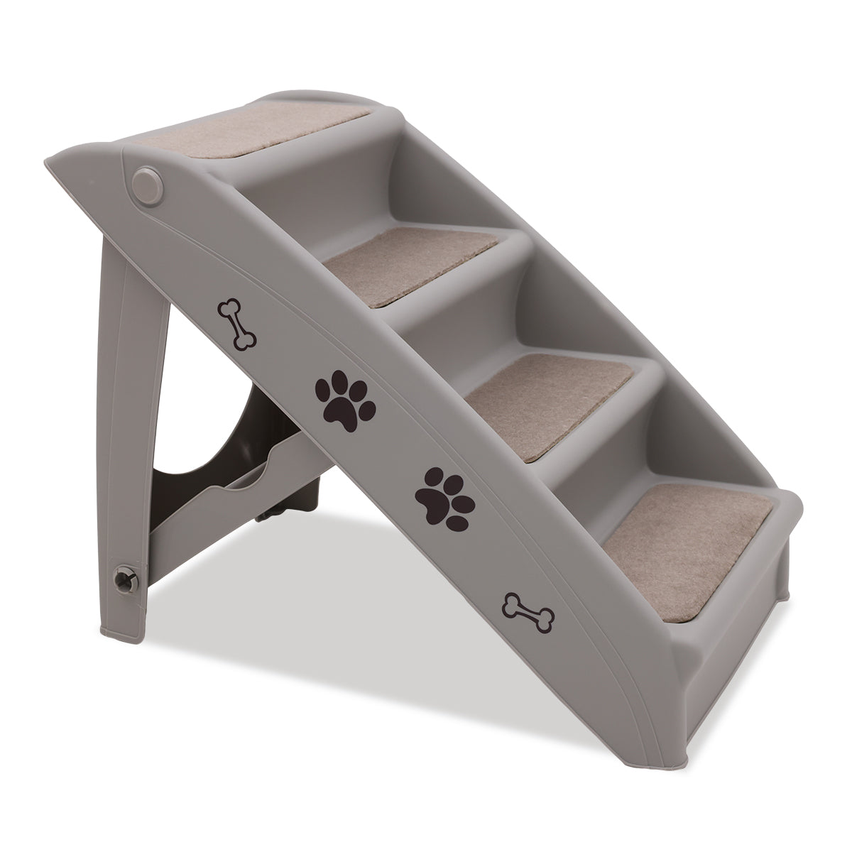 Foldable Pet Stairs in Grey - 50cm Dog Ladder Cat Ramp with Non-Slip Mat for Indoor and Outdoor Use