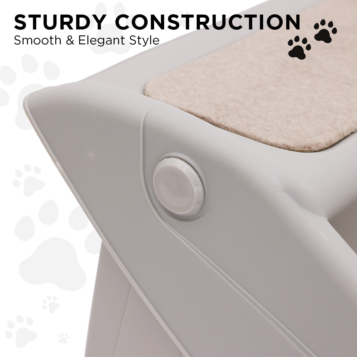 Foldable Pet Stairs in Grey - 50cm Dog Ladder Cat Ramp with Non-Slip Mat for Indoor and Outdoor Use