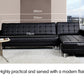 Corner Faux Leather Sofa Bed Couch with Chaise - Black