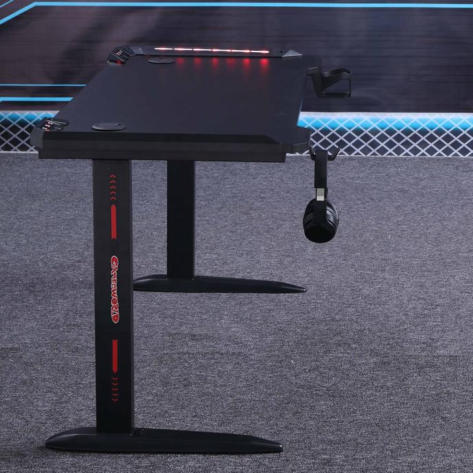 120cm RGB Gaming Desk Home Office Carbon Fibre Led Lights Game Racer Computer PC Table L-Shaped Black