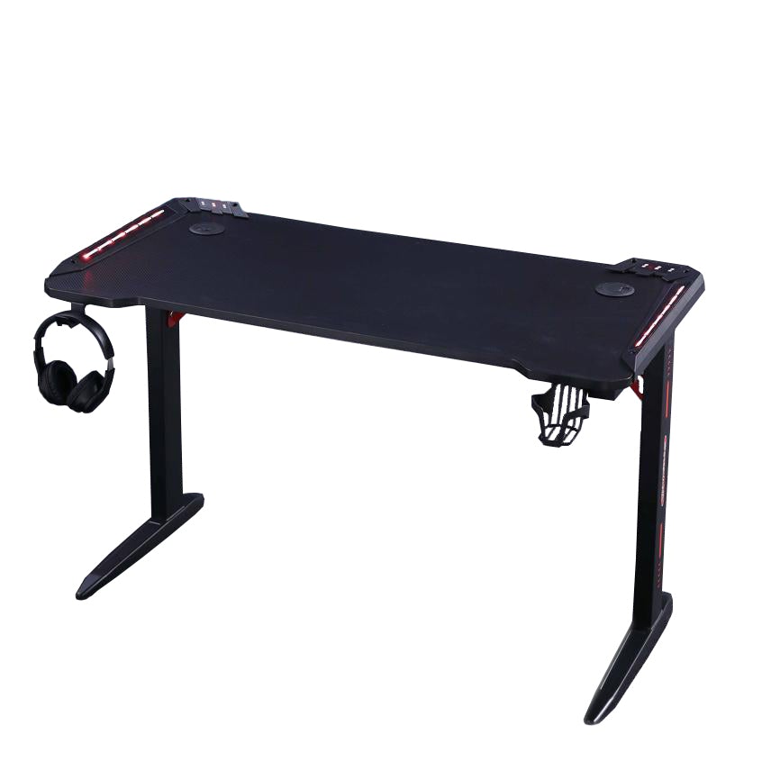 120cm RGB Gaming Desk Home Office Carbon Fibre Led Lights Game Racer Computer PC Table L-Shaped Black