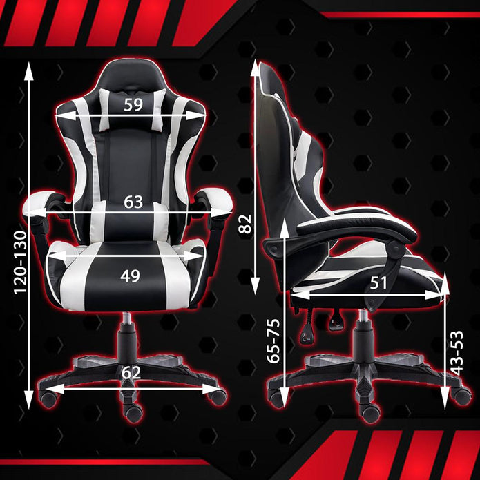 Gaming Chair Office Computer Seating Racing PU Executive Racer Recliner Large Black Red