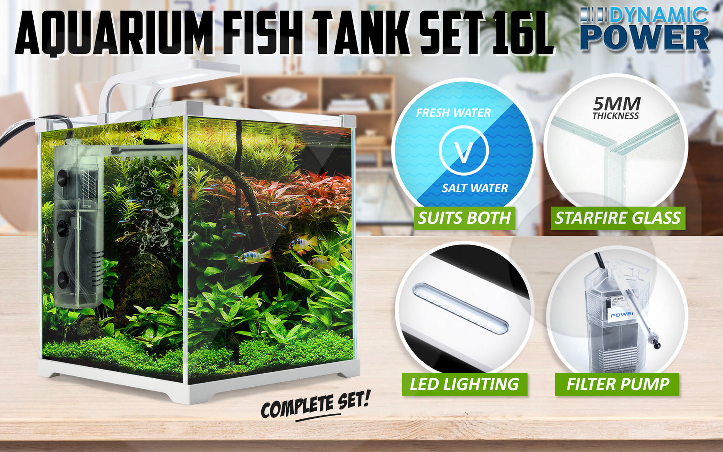 Aquarium Fish Tank 16L Starfire Glass