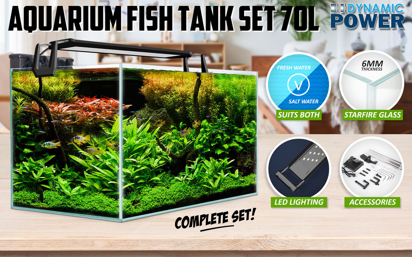 Aquarium Fish Tank 70L Starfire Glass