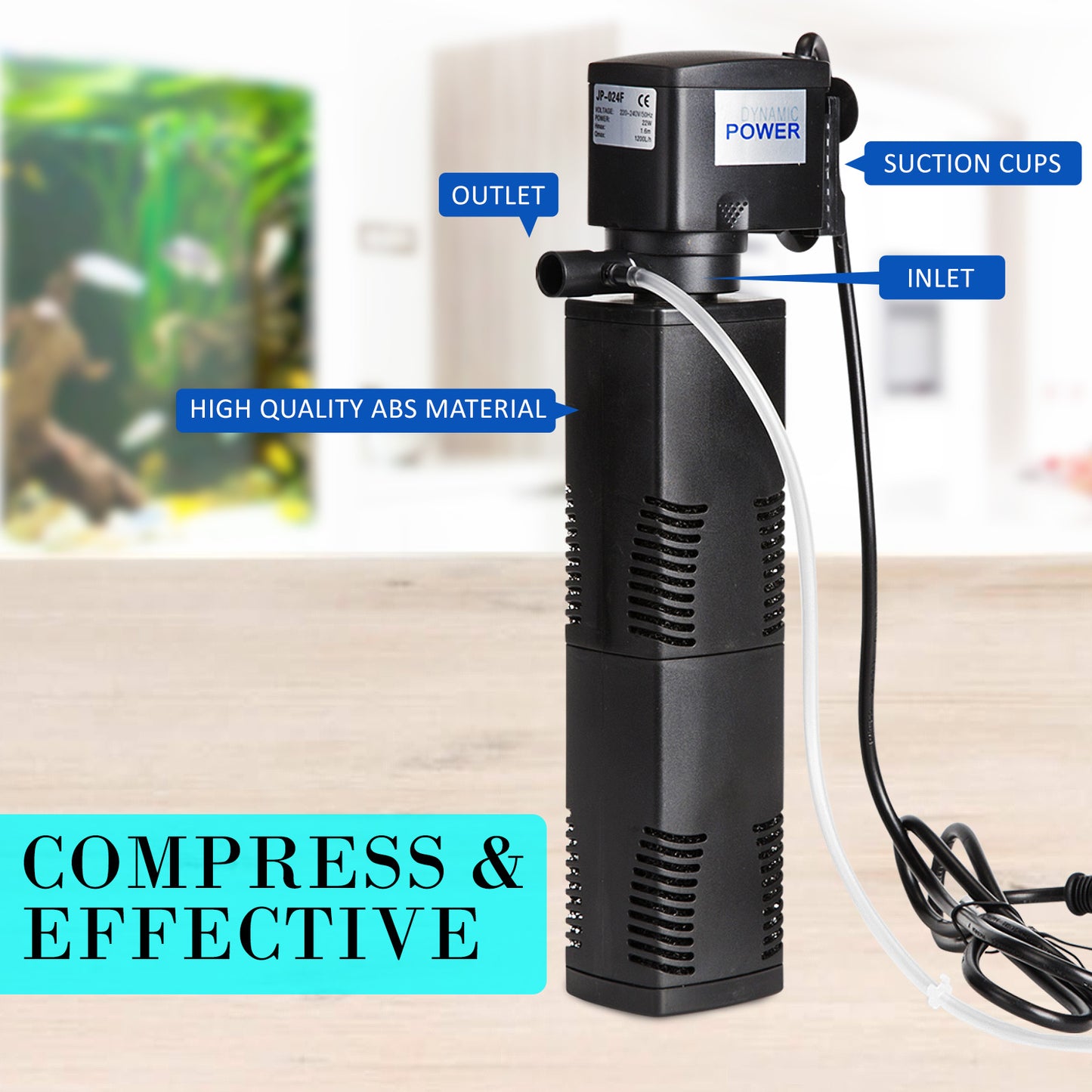 Aquarium Submersible Filter 1200L/H 22W 1.6m Pond Pump