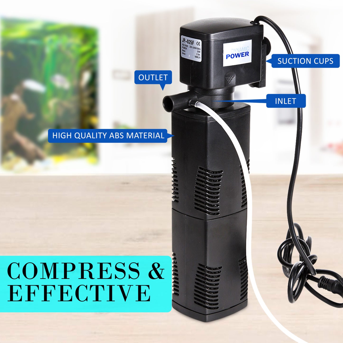 Aquarium Submersible Filter 1600L/H 35W 2.5m Pond Pump