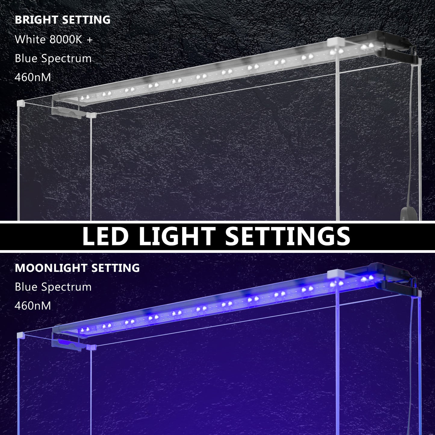 2 Set 33W Aquarium Blue White LED Light for Tank 120-140cm