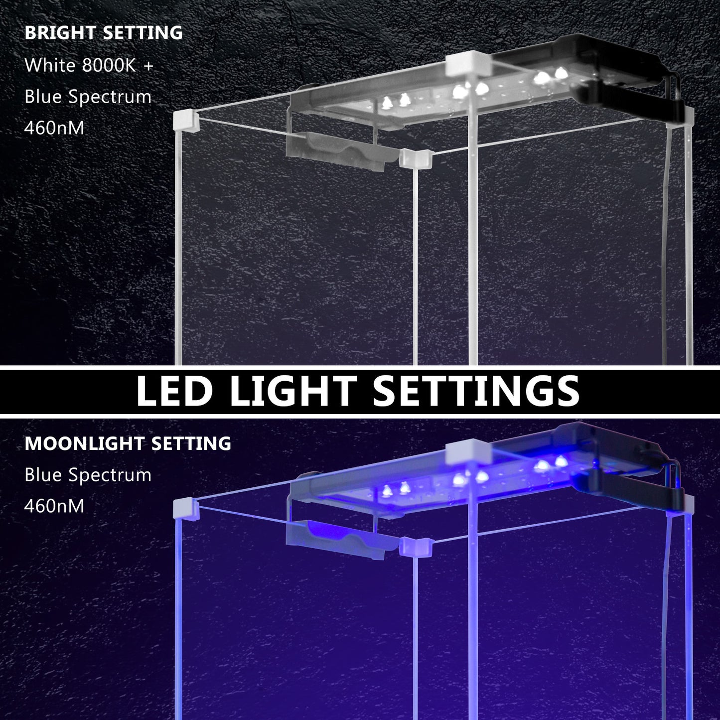 2 Set 6W Aquarium Blue White LED Light for Tank 30-50cm