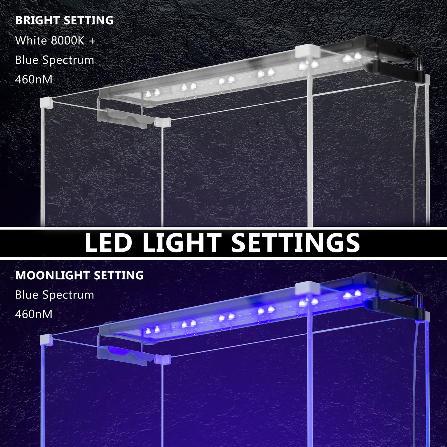 2 Set 11W Aquarium Blue White LED Light for Tank 50-70cm