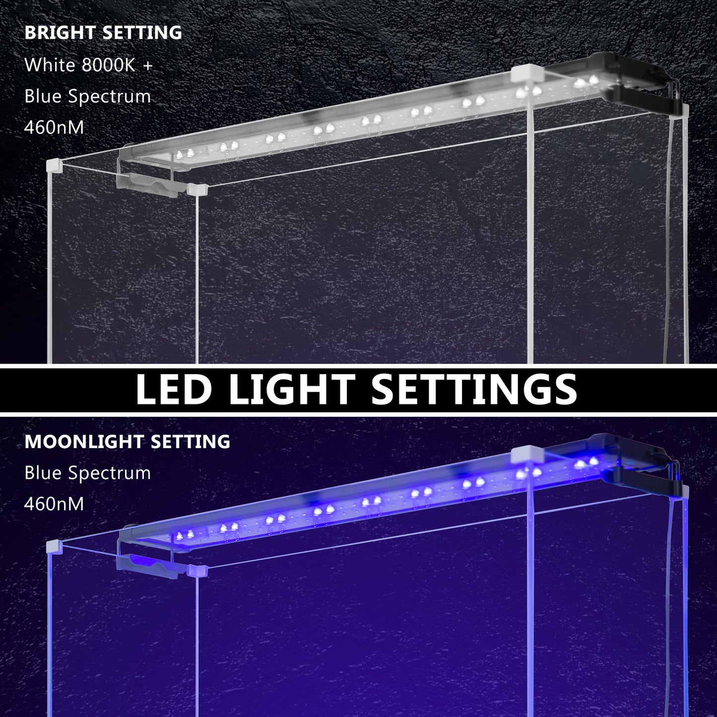 2 Set 18W Aquarium Blue White LED Light for Tank 75-95cm