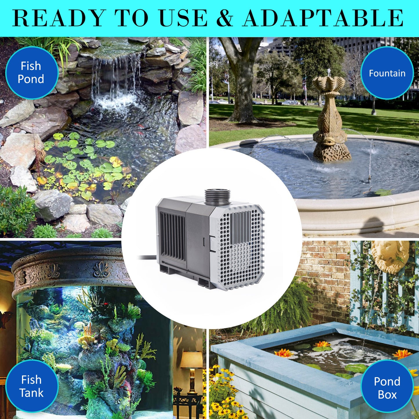 Aquarium Submersible Water Pump 2500L/H 45W 2.7m Pond