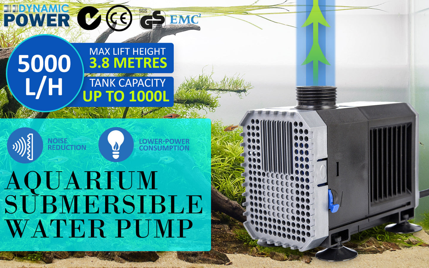 Aquarium Submersible Water Pump 5000L/H 80W 3.8m Pond