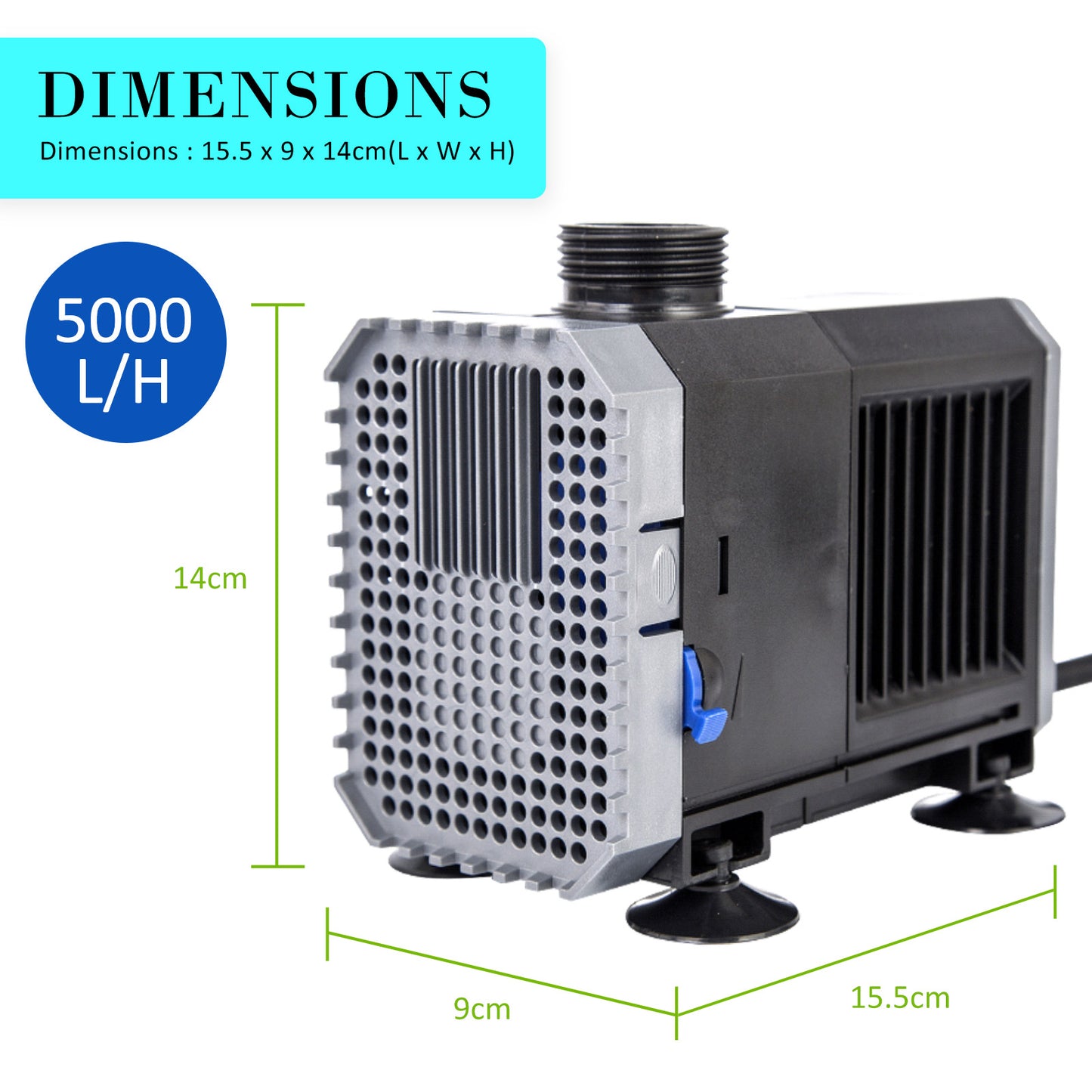 Aquarium Submersible Water Pump 5000L/H 80W 3.8m Pond