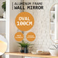 Gold Wall Mirror Oval Aluminium Frame Makeup Decor Bathroom Vanity 45x100cm