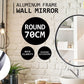 2 Set Black Wall Mirror Round Aluminium Frame Makeup Decor Bathroom Vanity 70cm