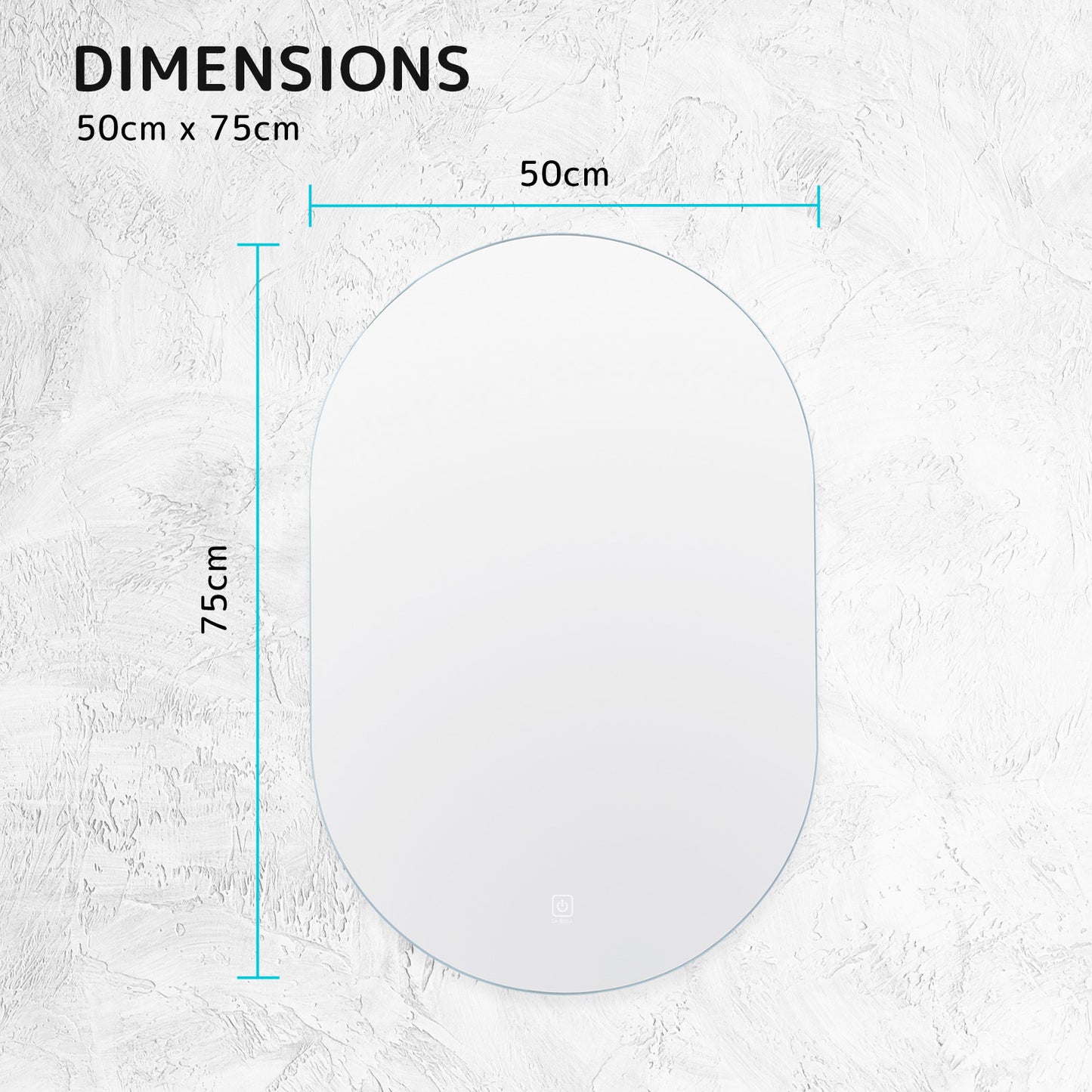 LED Wall Mirror Oval Touch Anti-Fog Makeup Decor Bathroom Vanity 50 x 75cm