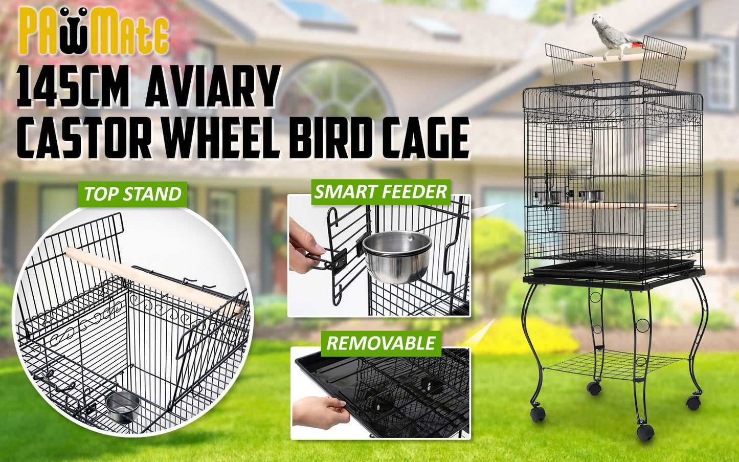 Bird Cage Parrot Aviary Alto 145cm