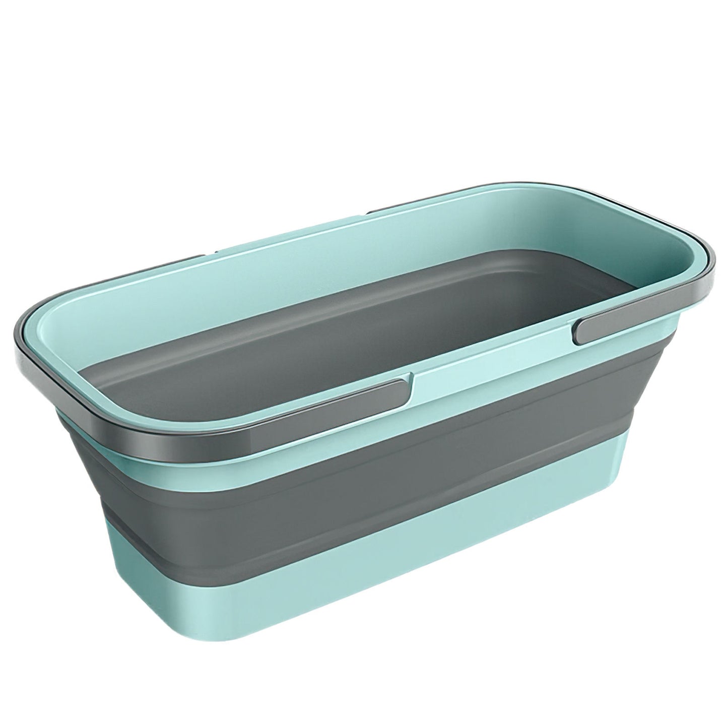 Silicone Folding Bucket Household Mop Outdoor Portable Plastic Bucket Grey Blue