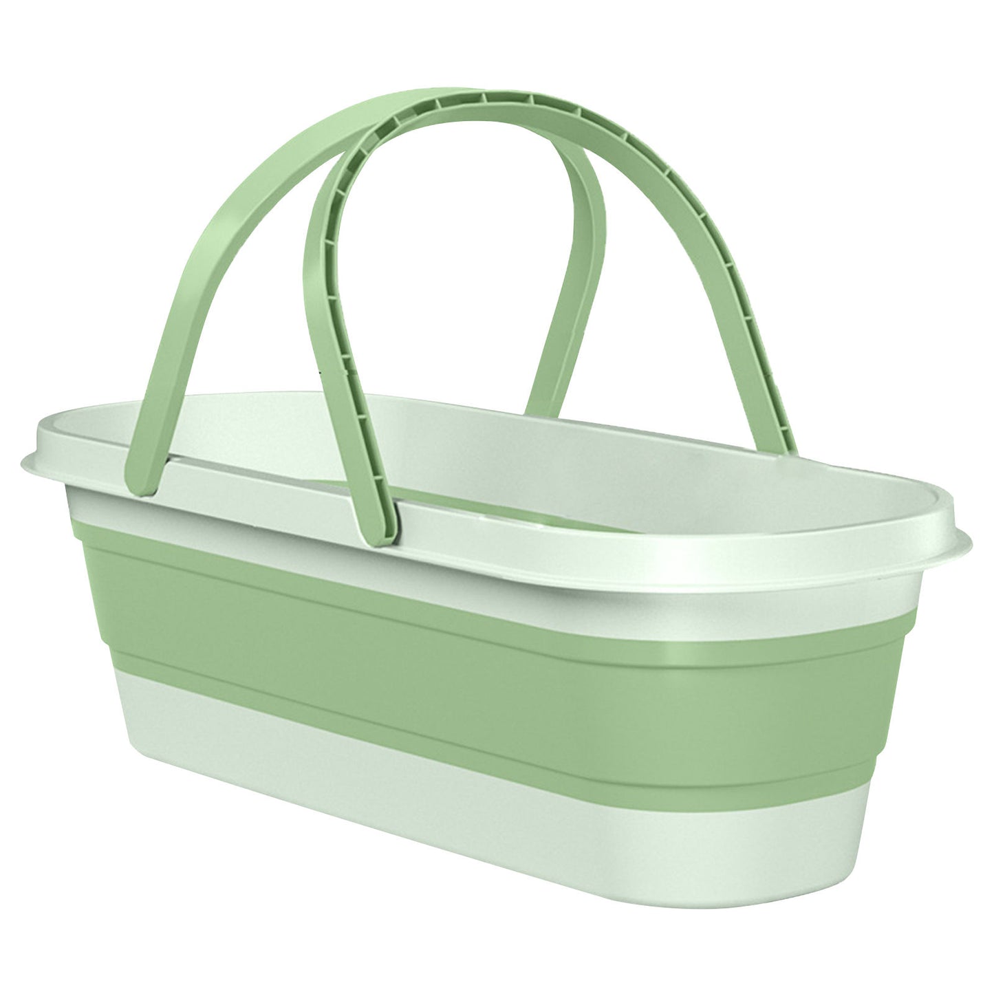 Silicone Folding Bucket Household Mop Outdoor Portable Plastic Bucket Grass Green