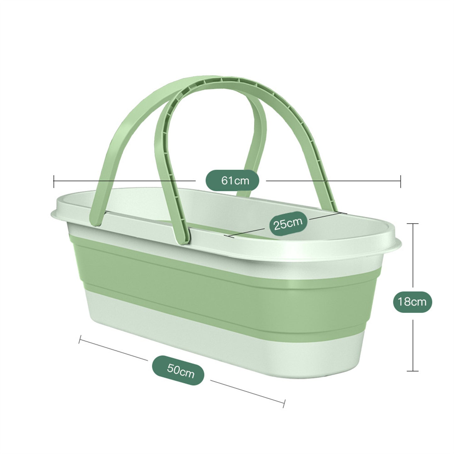 Silicone Folding Bucket Household Mop Outdoor Portable Plastic Bucket Grass Green