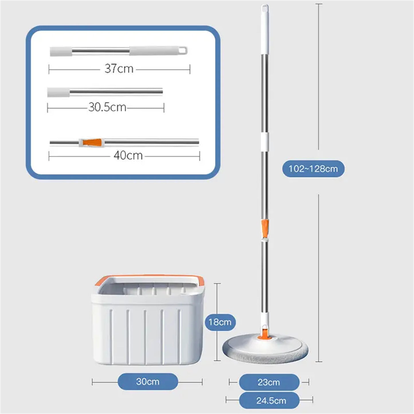 Clean Sewage Separation Mop Rotary Hand-Wash-Free Flat Suction Orange white