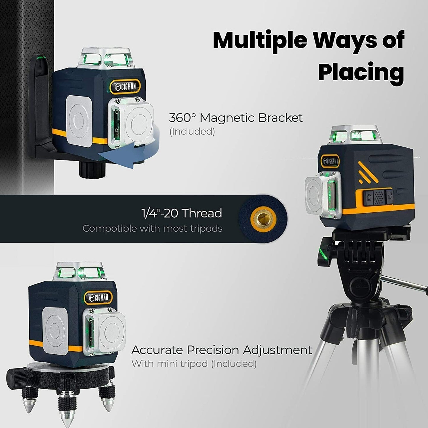 Laser Level Self Levelling 2 x 360° Green Cross Line Rechargeable