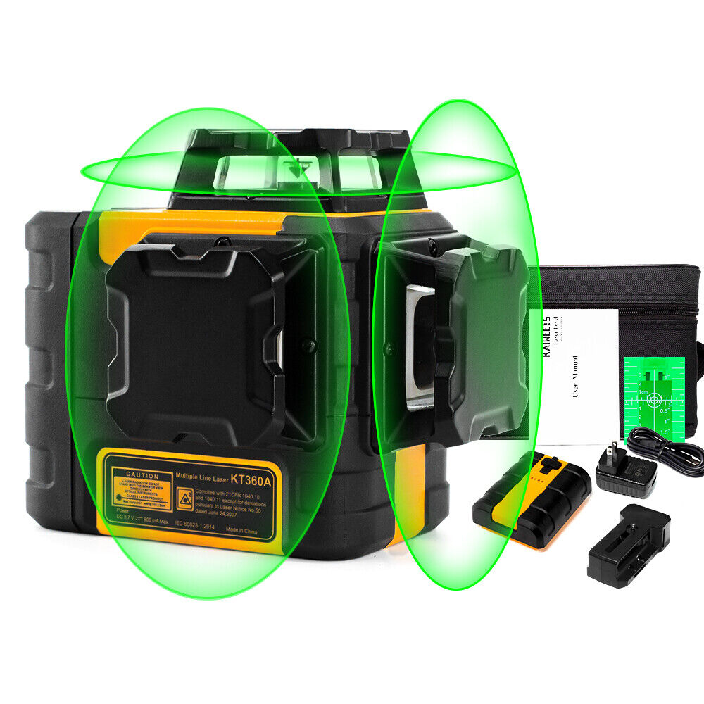 Green Laser Level 3 X 360° Rotary Self Levelling with 2 Rechargeable Battery