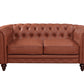2 Seater Brown Sofa Lounge Chesterfield Style Button Tufted in Faux Leather