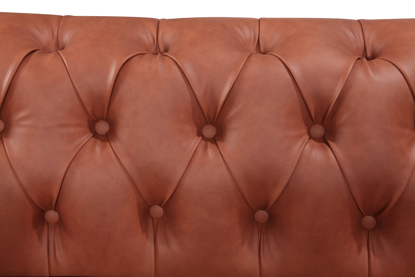 2 Seater Brown Sofa Lounge Chesterfield Style Button Tufted in Faux Leather