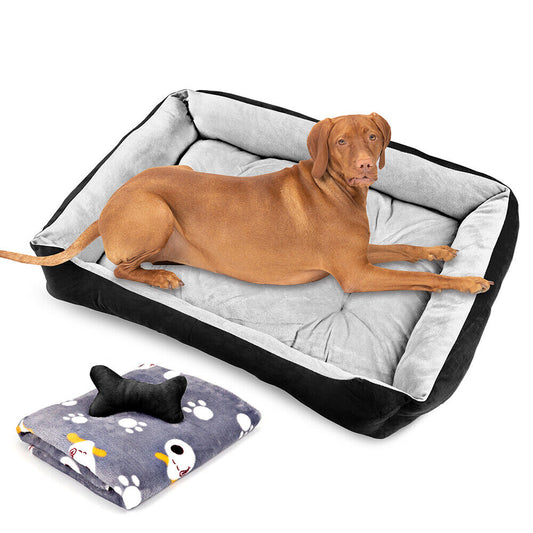 Navy Dog Bed Pet Cat Calming Floor Mat Sleeping Cave Washable Extra Large 29705