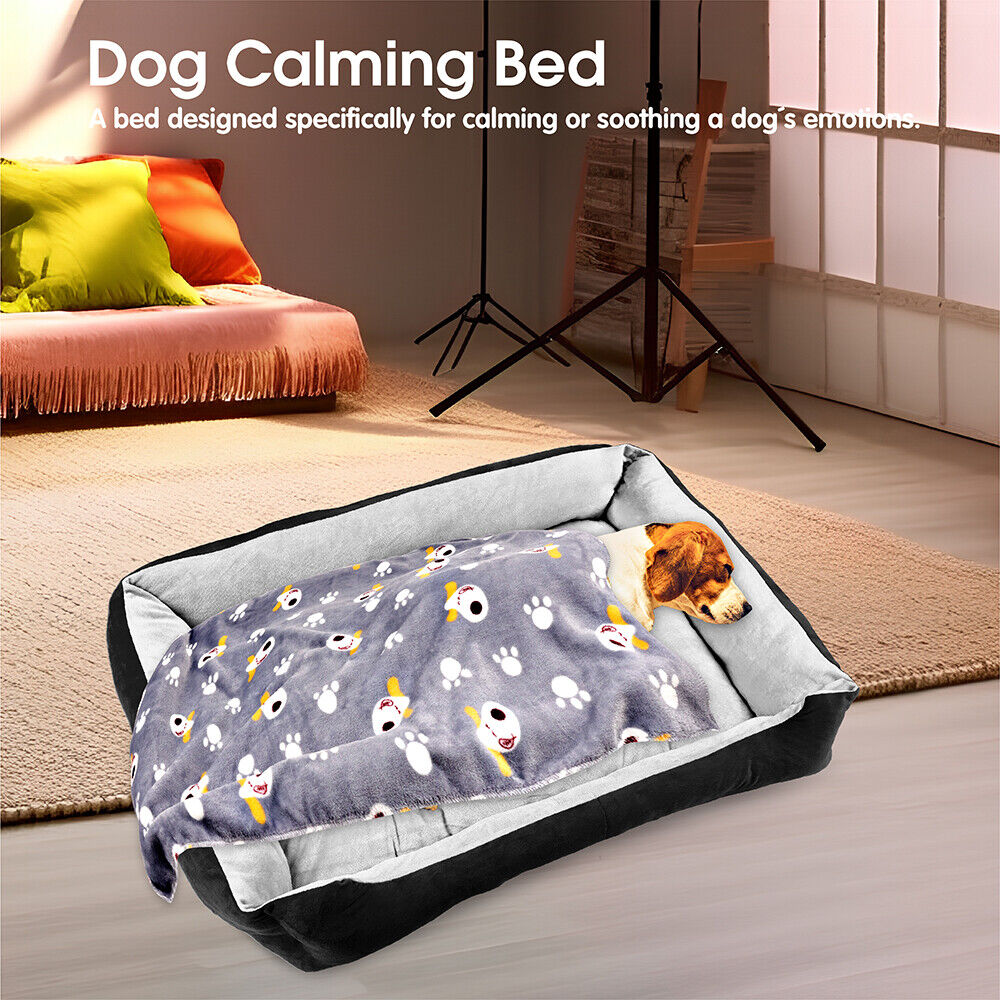 Navy Dog Bed Pet Cat Calming Floor Mat Sleeping Cave Washable Extra Large 29705