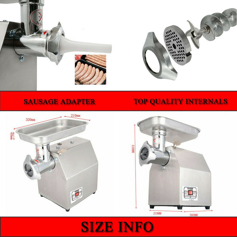 1.63HP Commercial Meat Mincer- Electric Grinder & Sausage Maker Filler 1200W