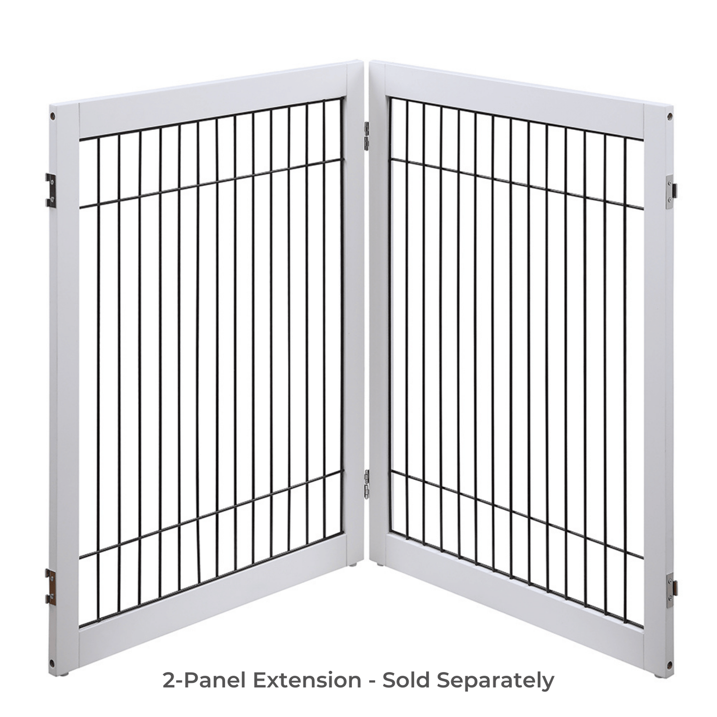 Wooden Dog Pen and Six Panel Pet Gate, White