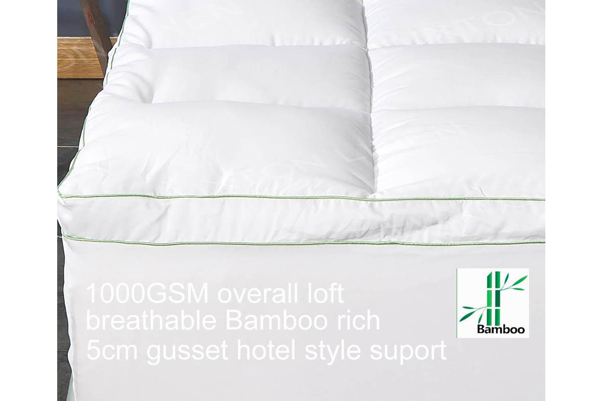 King Single Size 1000GSM Bamboo Mattress Topper with Gusset Support
