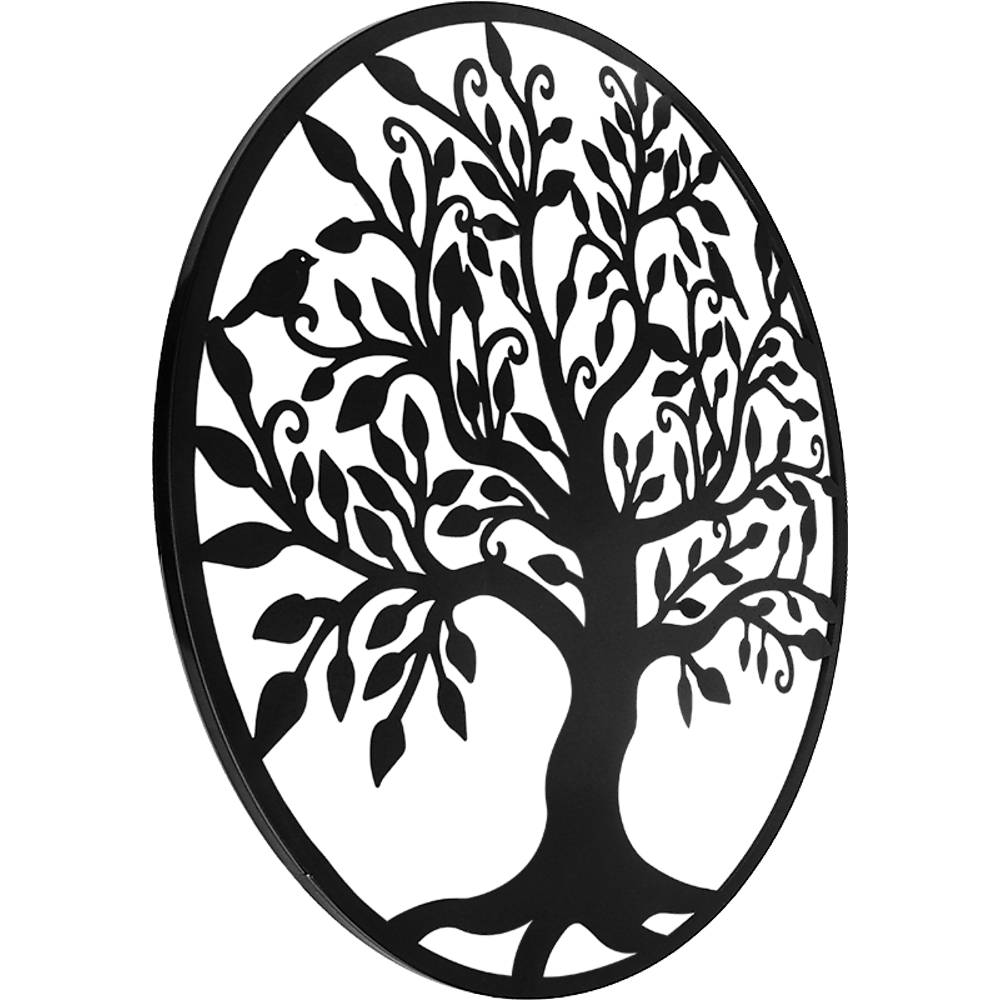 Black Tree of Life Wall Art Hanging Metal Iron Sculpture Garden 99cm