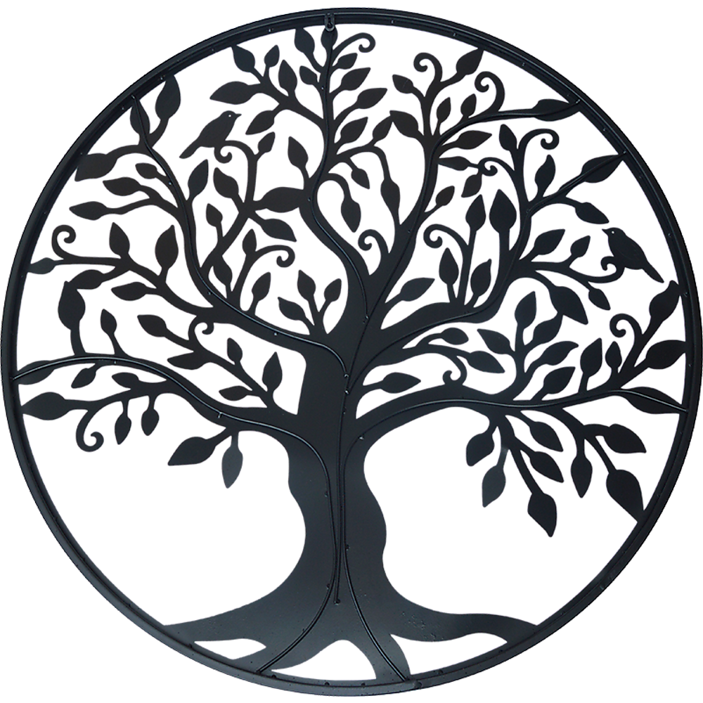 Black Tree of Life Wall Art Hanging Metal Iron Sculpture Garden 99cm