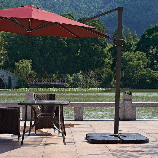 Outdoor Patio 4-Piece Cantilever Offset 3M Umbrella Base Stand Weight Water Sand