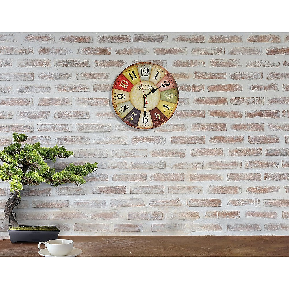 Large Colourful Wall Clock Kitchen  Office Retro Timepiece