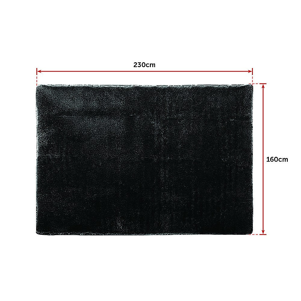 230x160cm Floor Rugs Large Shaggy Rug Area Carpet Bedroom Living Room Mat - Black