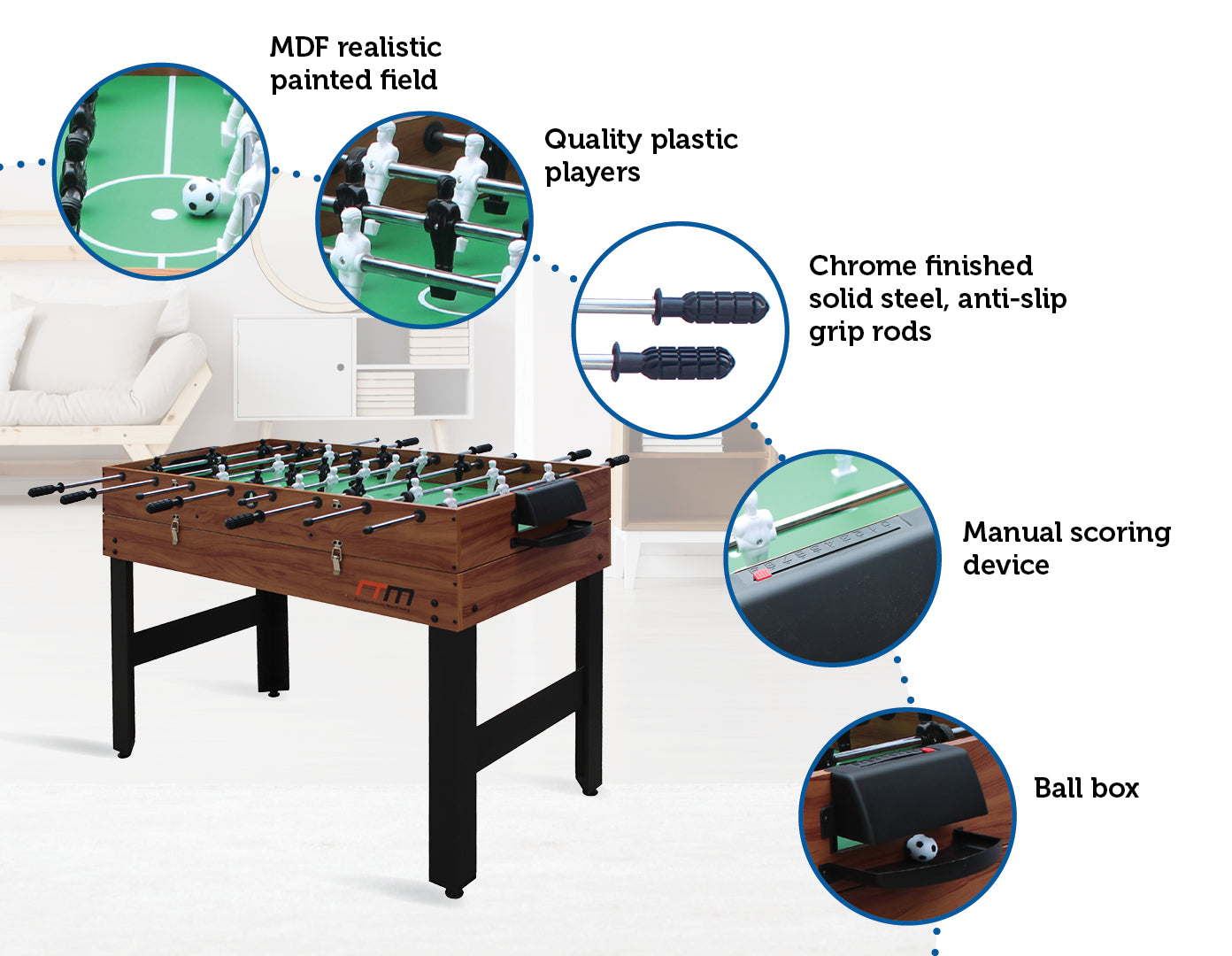 4FT 3-in-1 Games Foosball Soccer Hockey Pool Table Table
