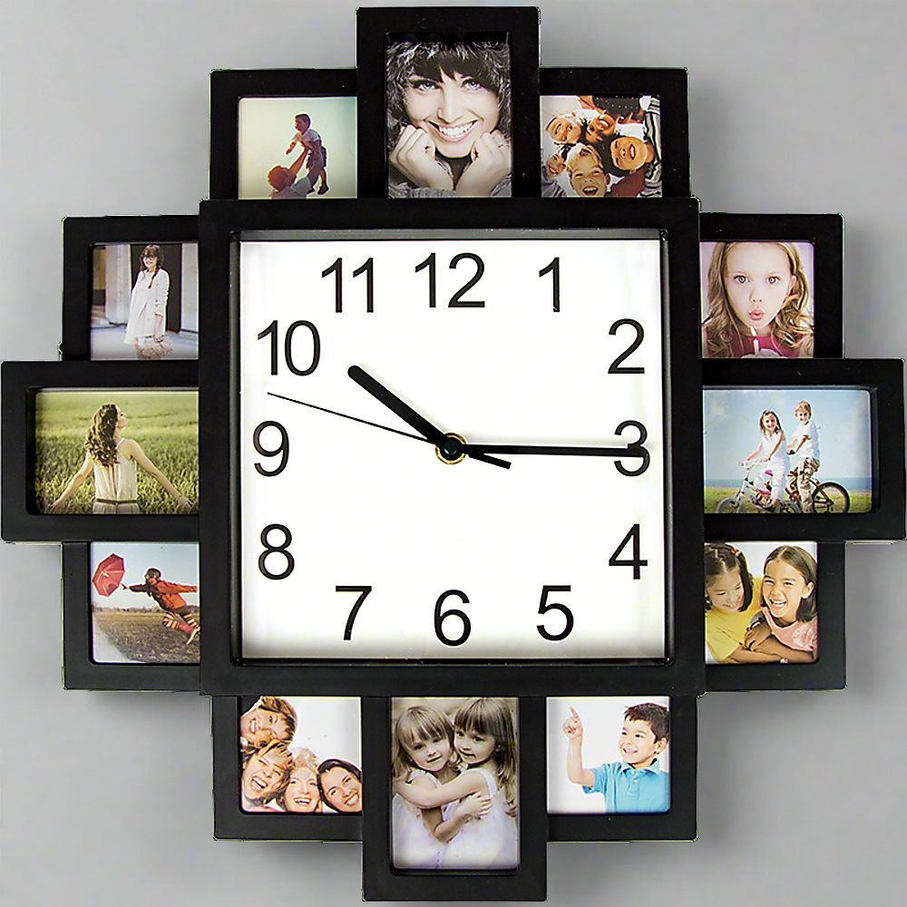 Photo Frame Clock Picture Collage 12-P Display Wall Clock Photowall Home Décor