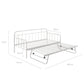 Metal Daybed Pop Up Trundle Sofa Bed Frame Single Size White