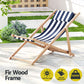 Outdoor Deck Chair Wooden Sun Lounge Folding Beach Patio Furniture Blue
