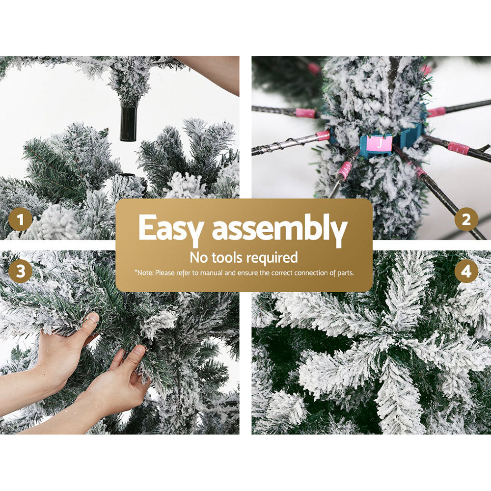 Christmas Tree 2.4M Xmas Trees Decorations Snowy 1500 Tips