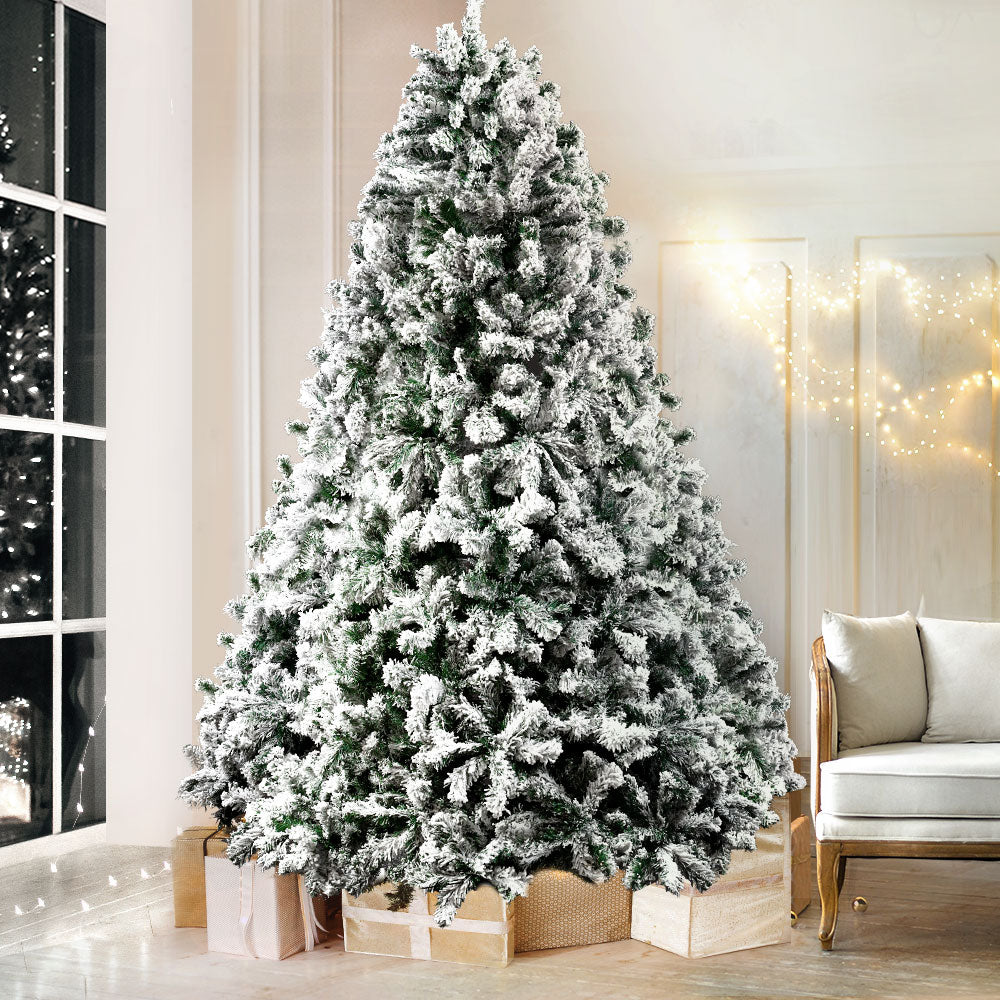 Christmas Tree 2.4M Xmas Trees Decorations Snowy 1500 Tips