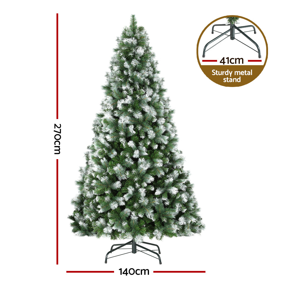 2.7M Christmas Tree with Pine Needle Snowy Xmas Tree 1765 Tips